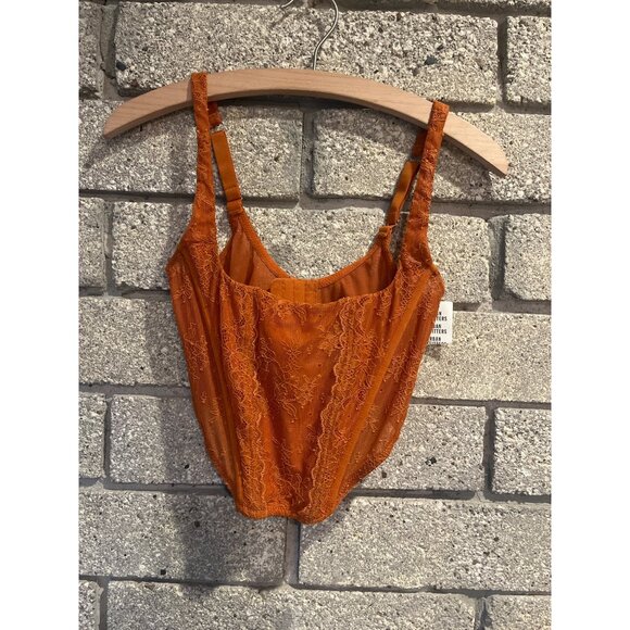 Urban Outfitters Orange Lace Corset-Style Tank Top With Adjustable Straps & Boni - Picture 1 of 7